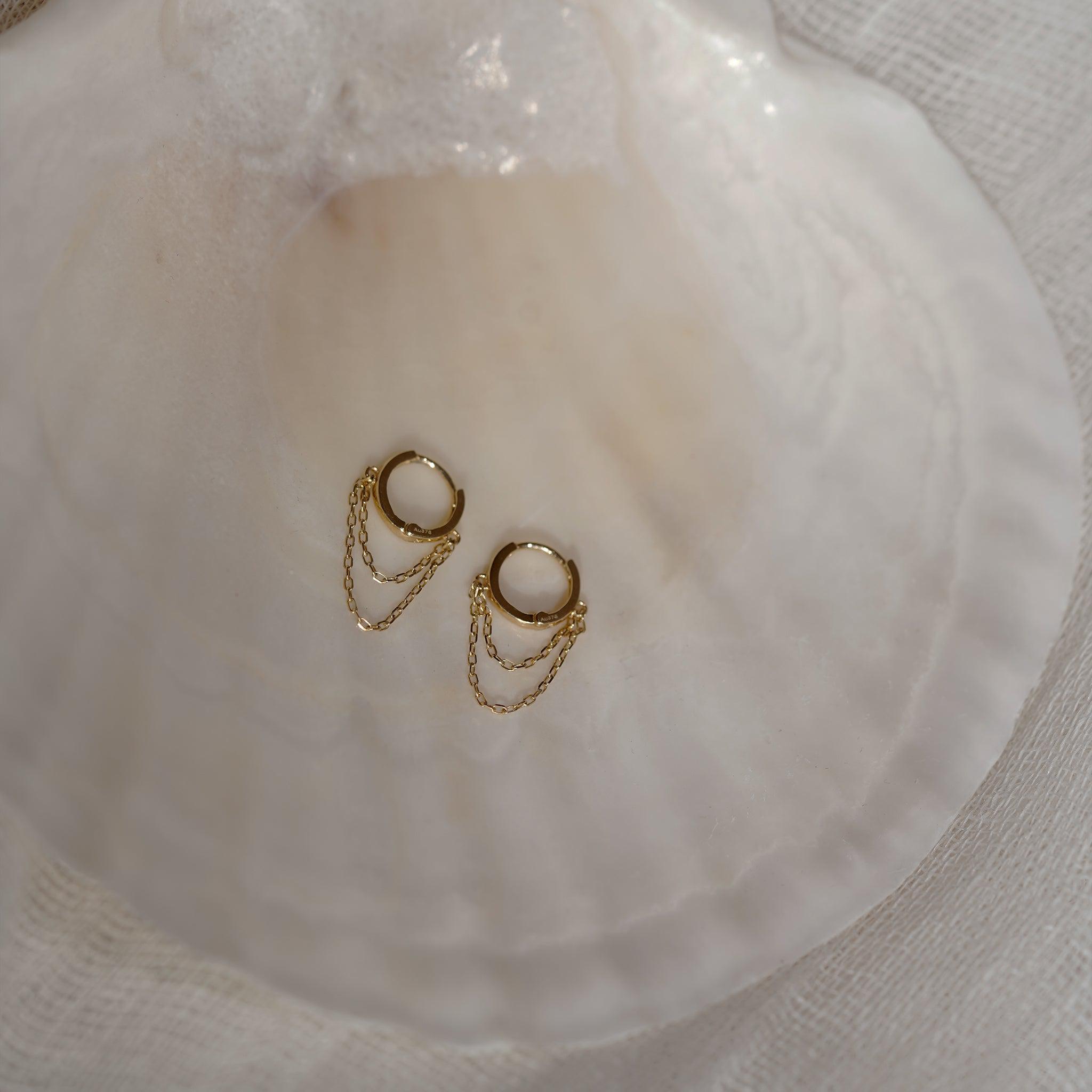 Boucles d'oreilles en chaîne en or 9 carats