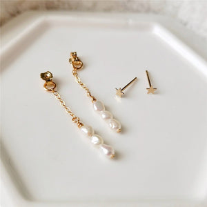 Tiny Pearl Chain Drop Earrings