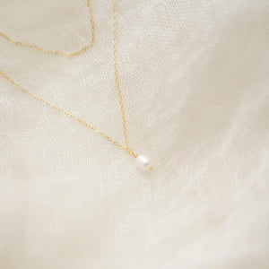 Double Layer Necklace With Tiny Pearl Pendant