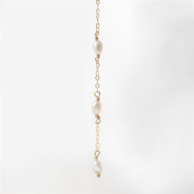 Handmade Gold Drop Earrings With Tiny Pearls