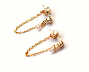 Chain Zircon Pearl Earrings