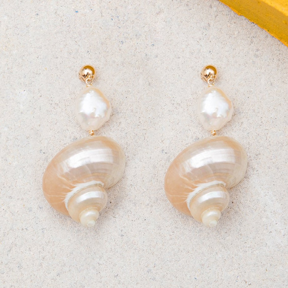 Natural Shell Statement Earrings