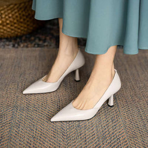 Pointed Toe Leather Pumps