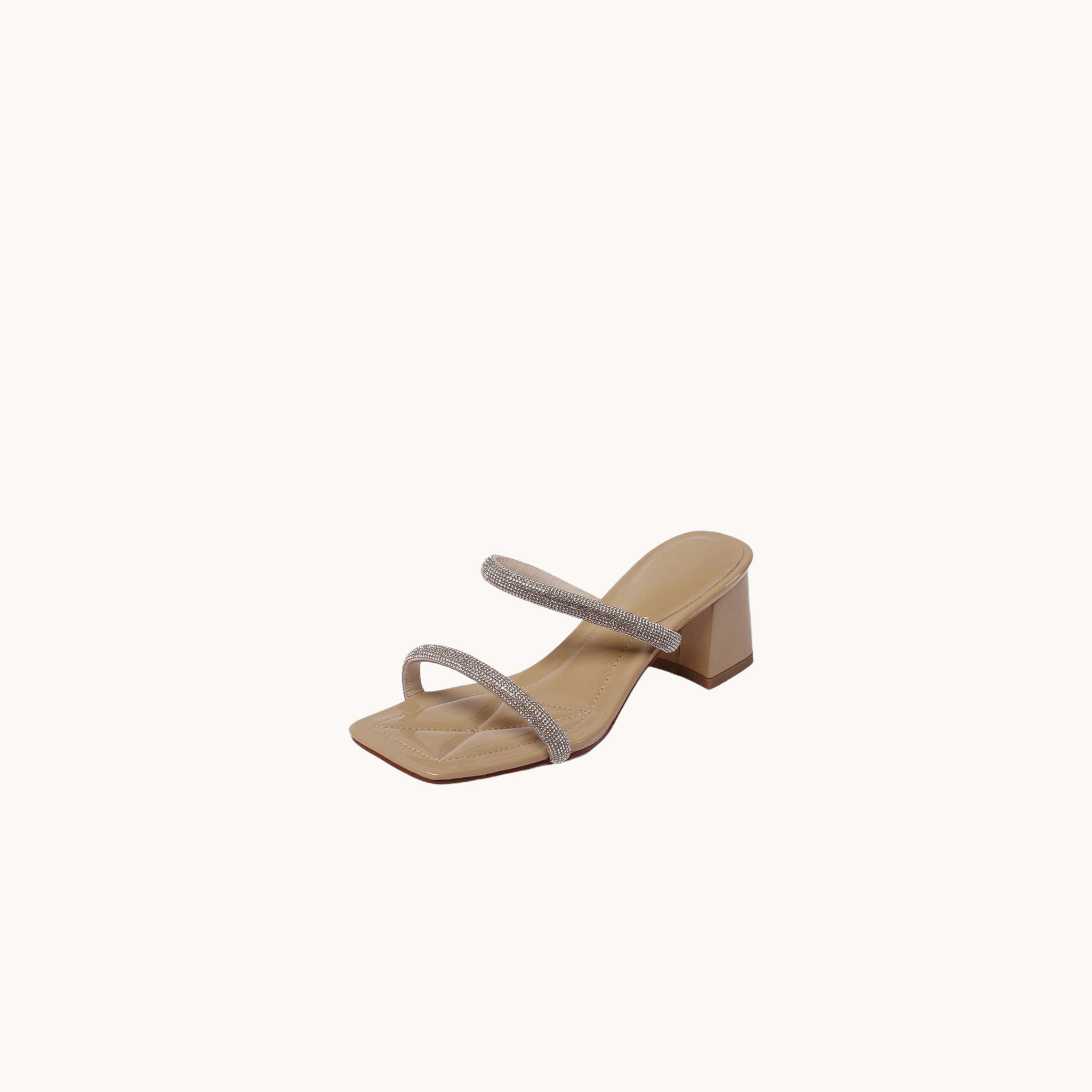 Leather Sparkly Mules Nude