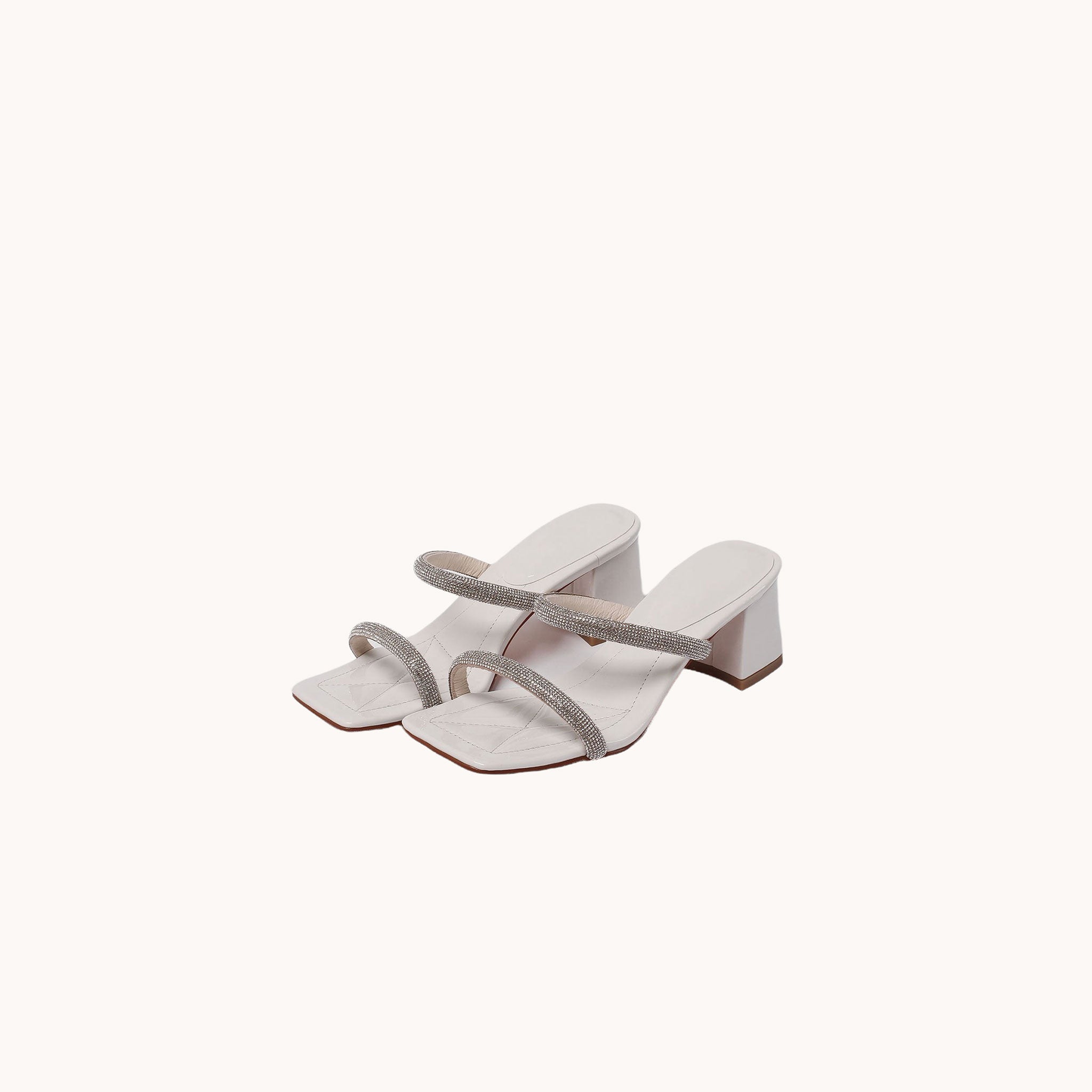 Leather Sparkly Mules White