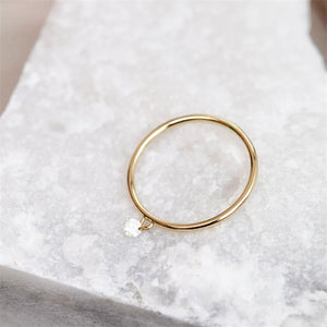 Gold Tiny Zircon Pendant Ring