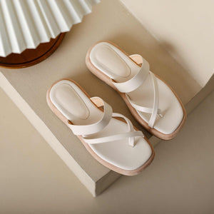 Leather Strappy Flip Flop Slippers