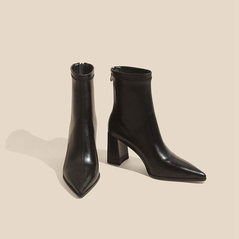 Tight Stretch Pointed Toe Ankle Boots
