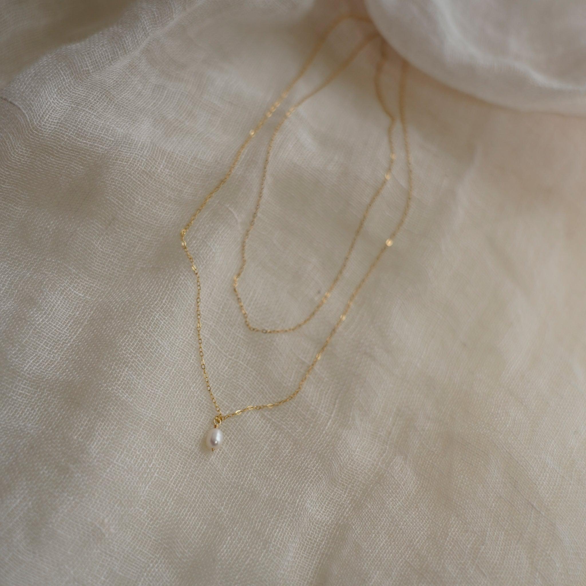 Double Layer Necklace With Tiny Pearl Pendant