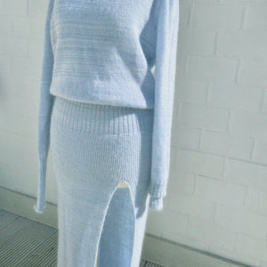 Mohair Maxi Long Sleeve Dress With Side Slit