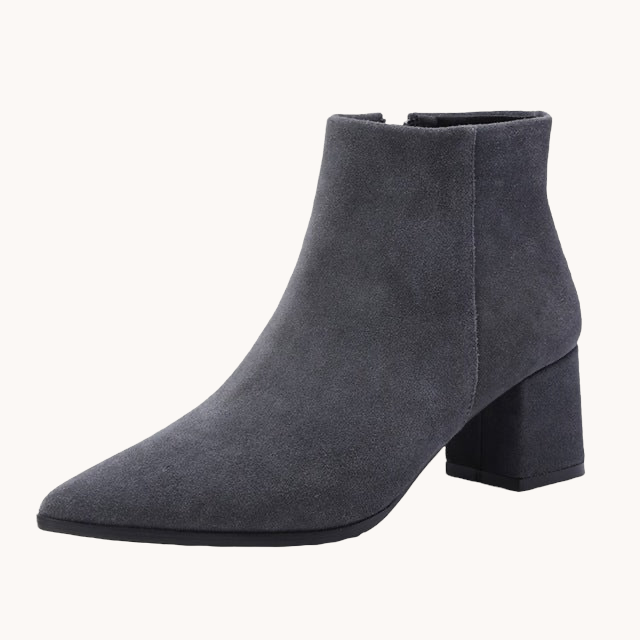 Pointed Toe Suede Ankle Boots Gray
