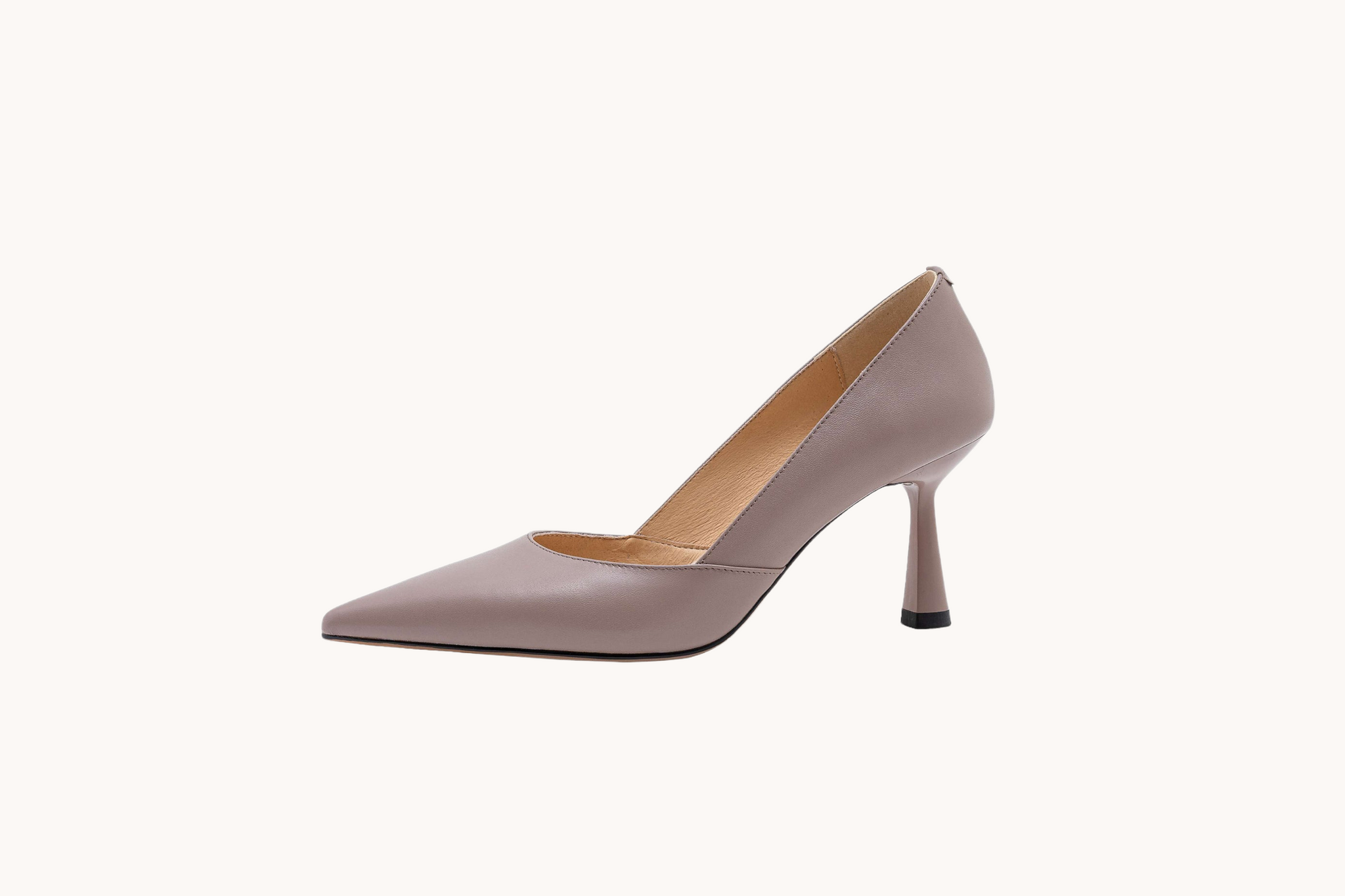 Pointed Toe Leather Pumps Taupe