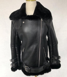 Merino Wool Leather Biker Jacket