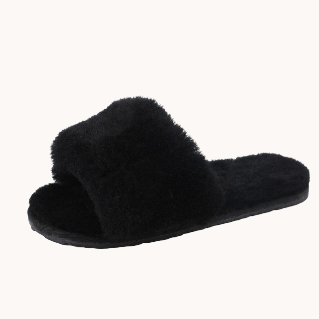 Wool Home Slippers Black