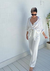 White Oversize Linen Blouse