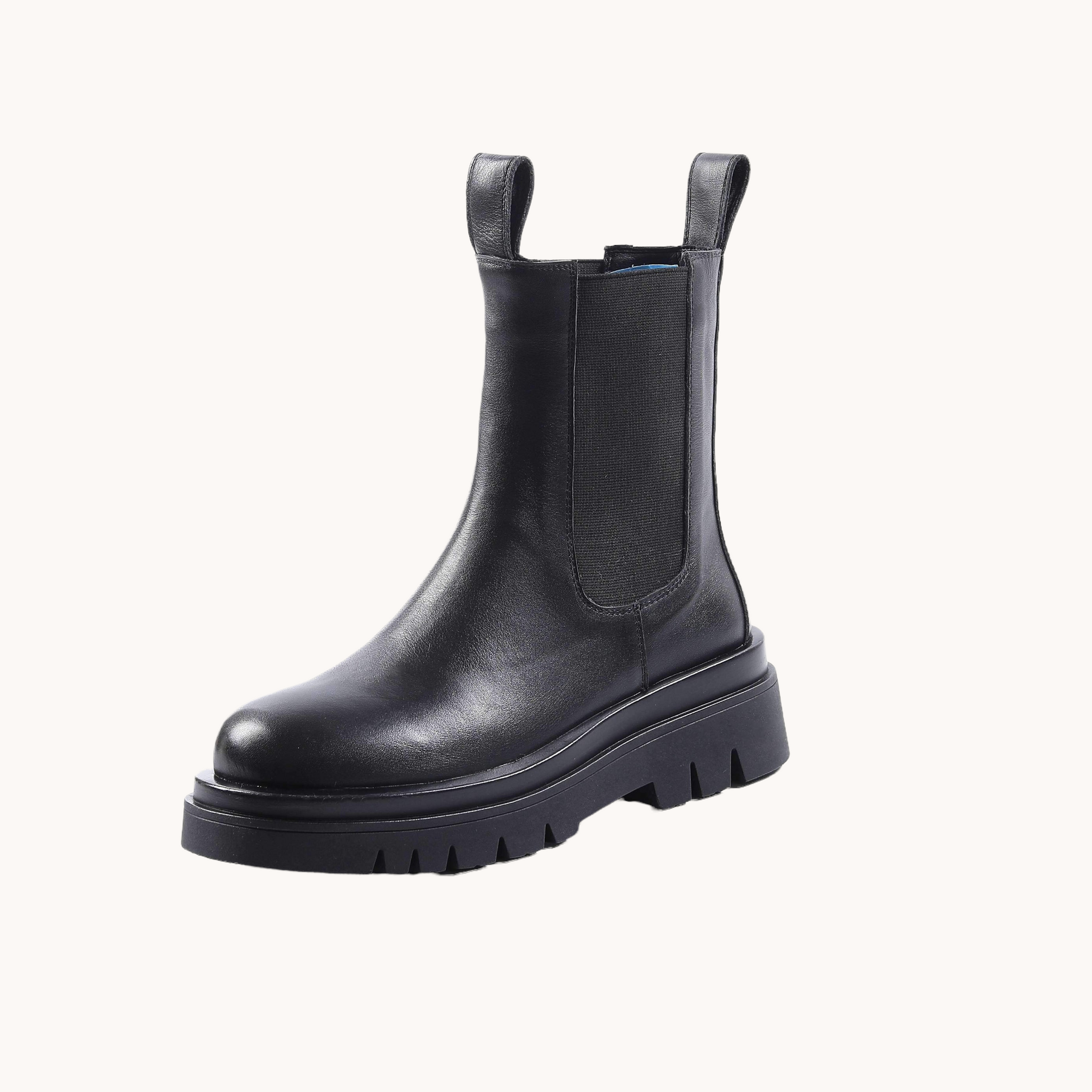 Handmade Leather Slip On Platform Boots