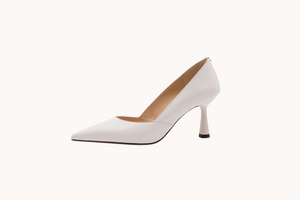 Pointed Toe Leather Pumps White