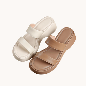 Leather Platform Slippers