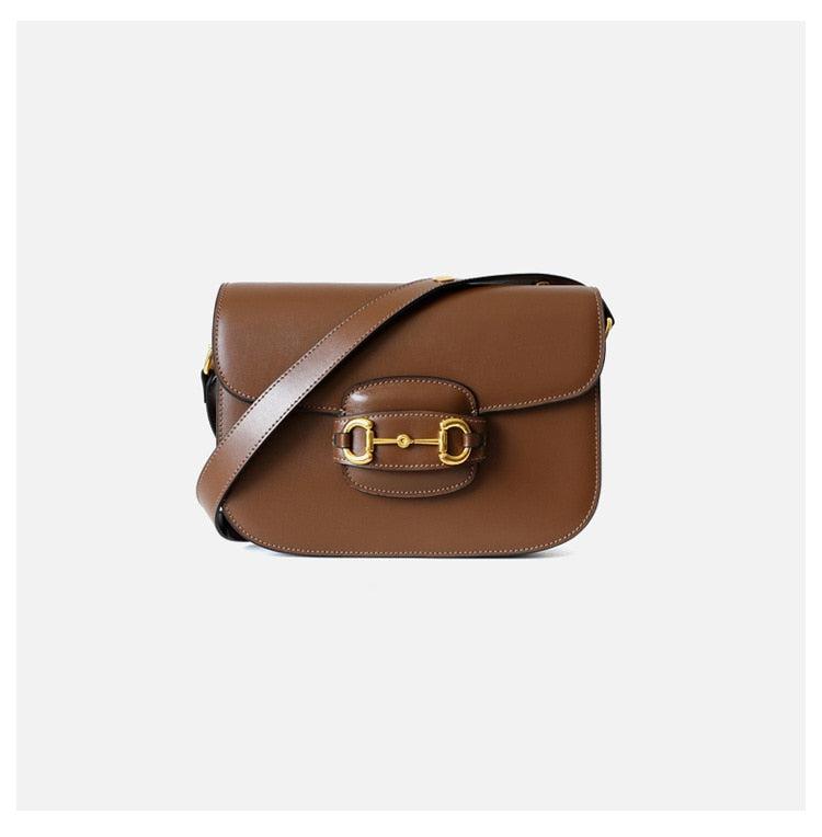 Leather Shoulder Bag With Golden Details