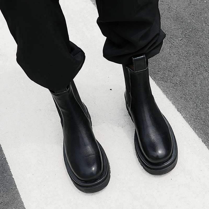 Handmade Leather Slip On Platform Boots