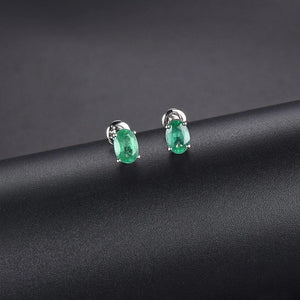 1 Karat Emerald Stud Earrings