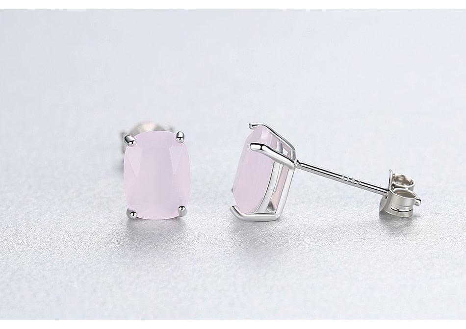 Pink Sterling Silver Stud Earrings