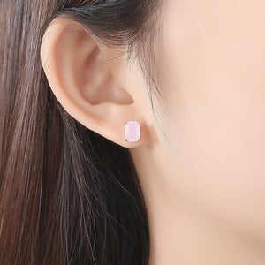 Boucles d'oreilles en argent sterling de couleur rose