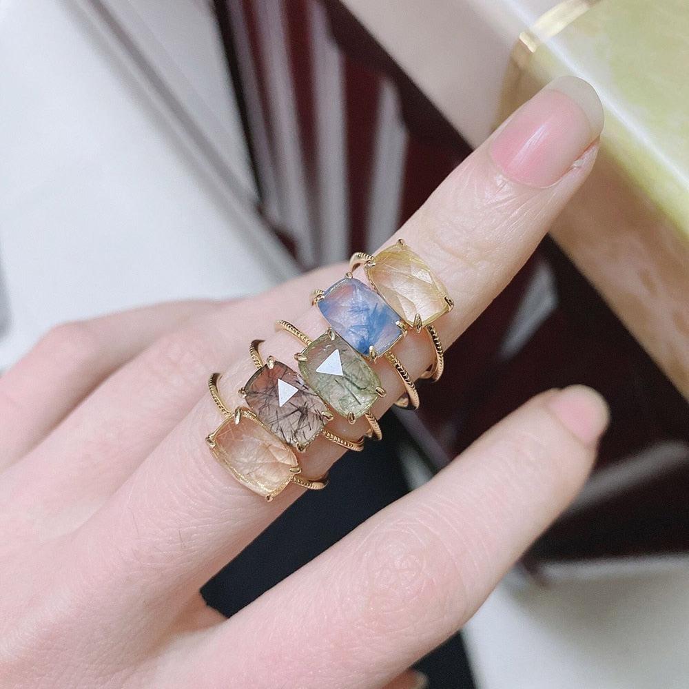 Natural Stone Gold Plated Ring