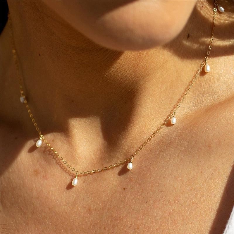 Handmade Gold Pearl Necklace